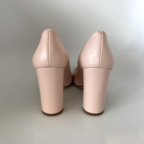 J. Crew Lena Blush Leather Pumps Black Cap Toe Made in Italy NWOT 6.5 - Picture 3 of 6